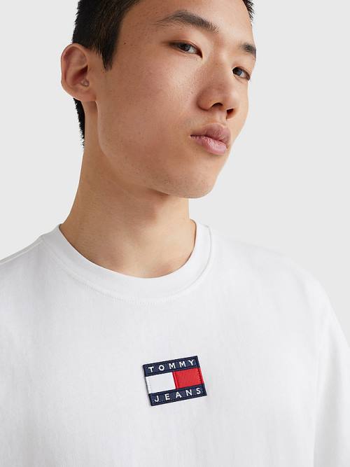 Tommy Hilfiger Organic Katoenen Badge T-shirts Heren Wit | TH576RFO