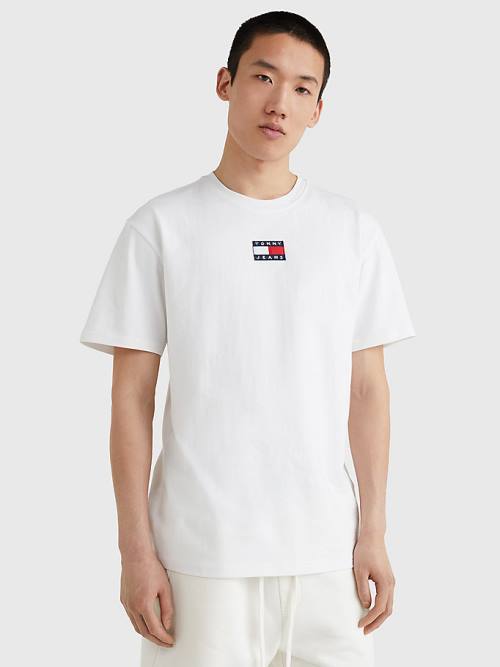 Tommy Hilfiger Organic Katoenen Badge T-shirts Heren Wit | TH576RFO