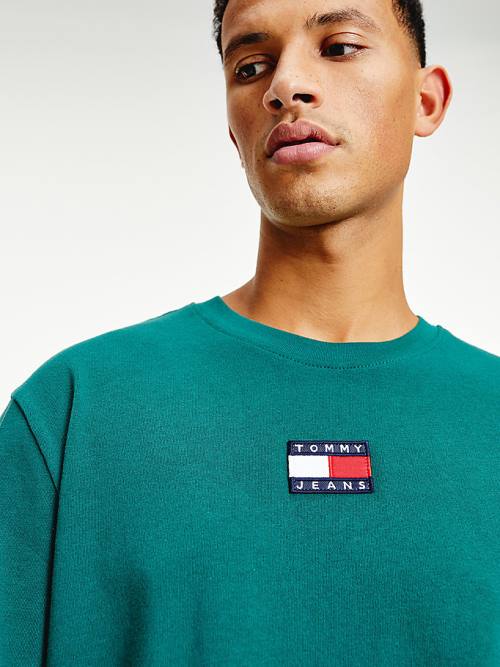 Tommy Hilfiger Organic Katoenen Badge T-shirts Heren Groen | TH712DJR