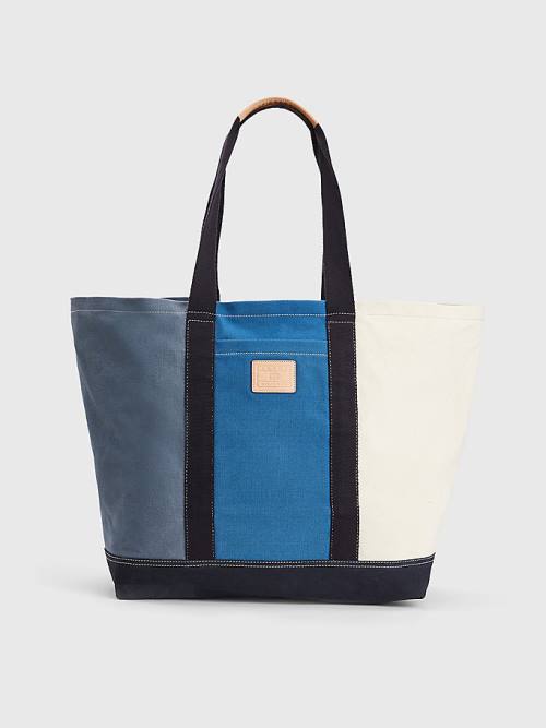 Tommy Hilfiger Organic Katoenen Canvas Tote Tassen Heren Blauw | TH798ONC