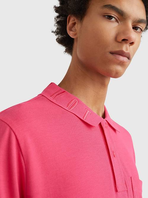 Tommy Hilfiger Organic Katoenen Crest Embroidery Poloshirt Heren Roze | TH763DFM