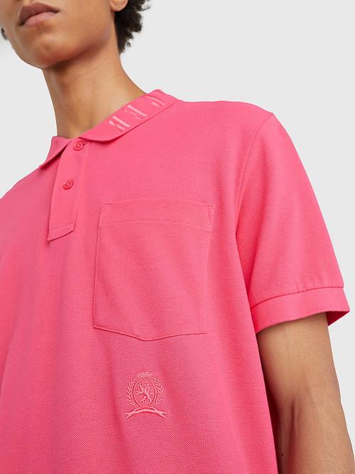 Tommy Hilfiger Organic Katoenen Crest Embroidery Poloshirt Heren Roze | TH763DFM