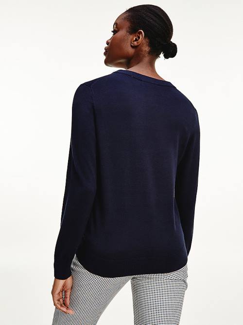 Tommy Hilfiger Organic Katoenen Crew Neck Jumper Truien Dames Blauw | TH276LRT