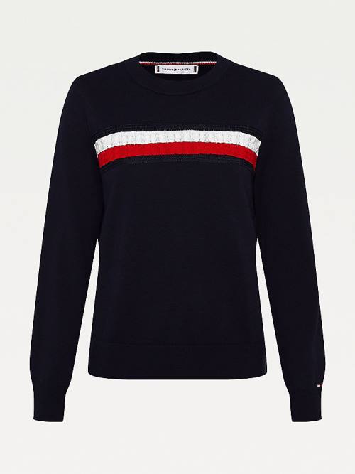 Tommy Hilfiger Organic Katoenen Crew Neck Jumper Truien Dames Blauw | TH276LRT