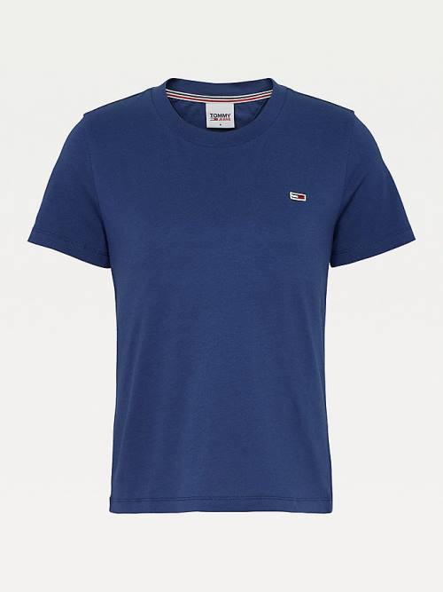 Tommy Hilfiger Organic Katoenen Crew Neck T-shirts Dames Blauw | TH374POF