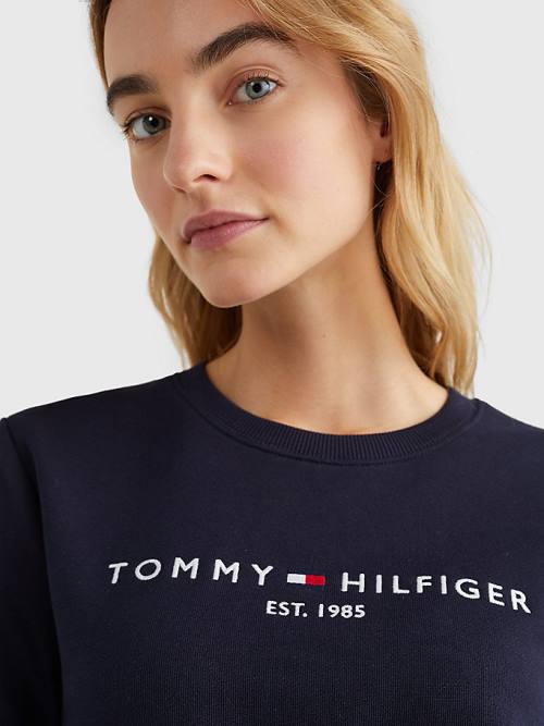 Tommy Hilfiger Organic Katoenen Crew Neck Sweatshirts Dames Blauw | TH385VPX