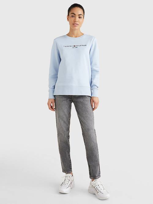 Tommy Hilfiger Organic Katoenen Crew Neck Sweatshirts Dames Blauw | TH465MYT