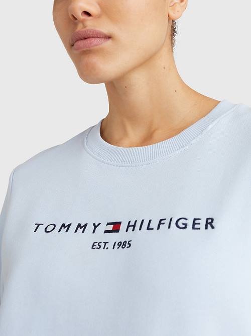 Tommy Hilfiger Organic Katoenen Crew Neck Sweatshirts Dames Blauw | TH465MYT