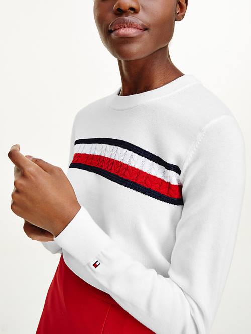 Tommy Hilfiger Organic Katoenen Crew Neck Jumper Truien Dames Wit | TH513YBN