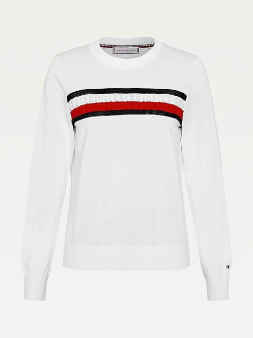 Tommy Hilfiger Organic Katoenen Crew Neck Jumper Truien Dames Wit | TH513YBN