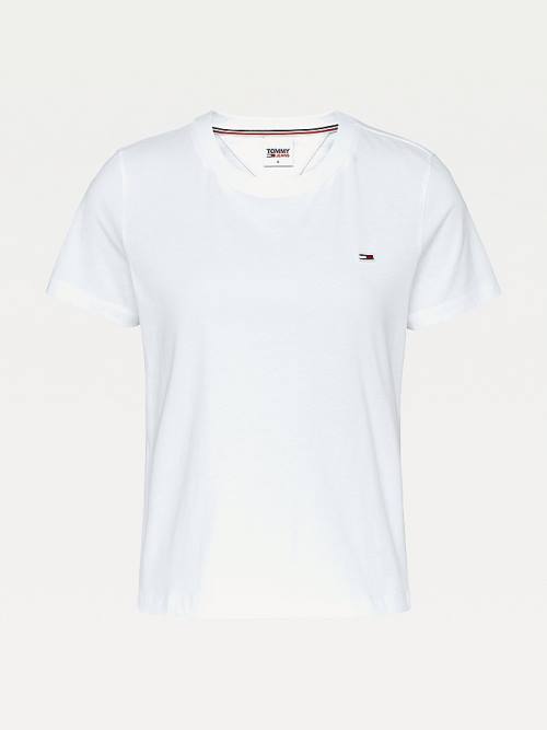 Tommy Hilfiger Organic Katoenen Crew Neck T-shirts Dames Wit | TH896YQR