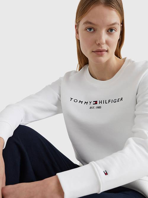 Tommy Hilfiger Organic Katoenen Crew Neck Sweatshirts Dames Wit | TH952PUE