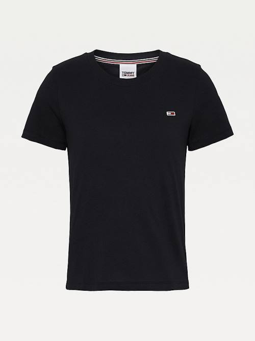 Tommy Hilfiger Organic Katoenen Crew Neck T-shirts Dames Zwart | TH975HFE