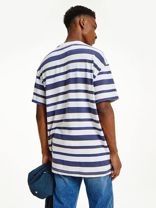 Tommy Hilfiger Organic Katoenen Double Collar Stripe T-shirts Heren Grijs | TH720YVZ