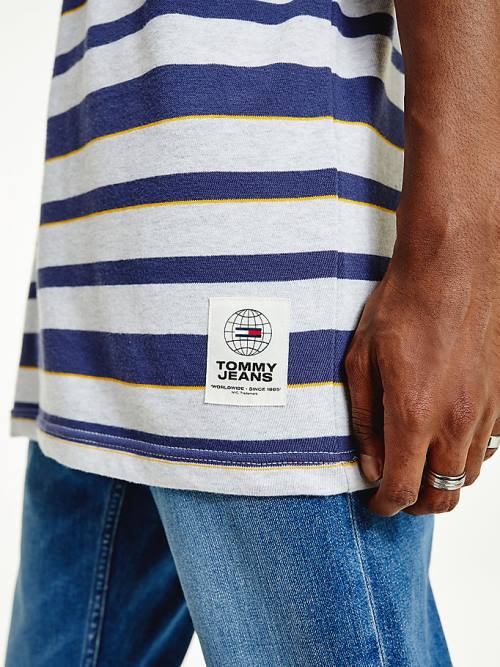 Tommy Hilfiger Organic Katoenen Double Collar Stripe T-shirts Heren Grijs | TH720YVZ