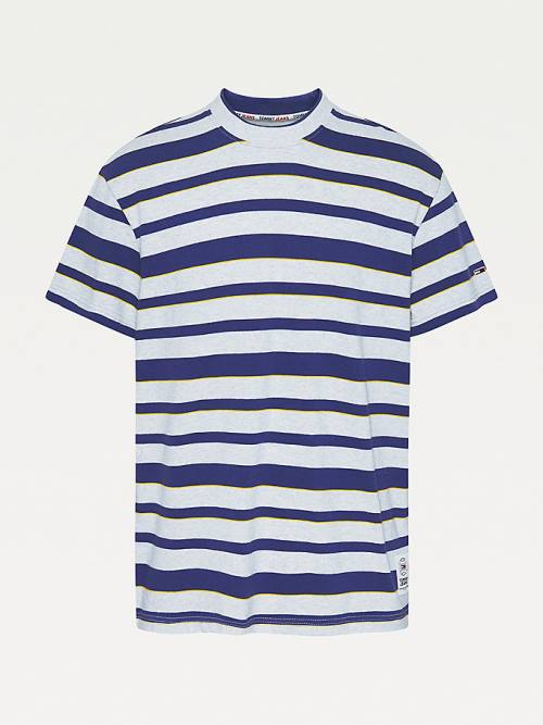 Tommy Hilfiger Organic Katoenen Double Collar Stripe T-shirts Heren Grijs | TH720YVZ