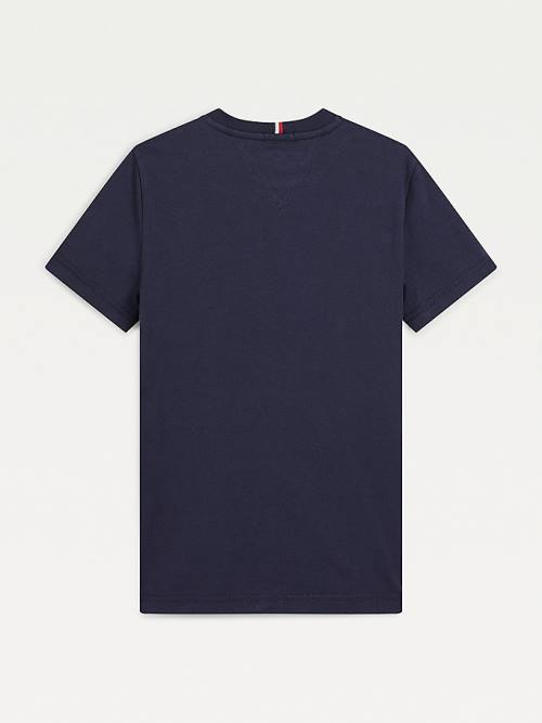 Tommy Hilfiger Organic Katoenen Embossed Logo T-shirts Jongens Blauw | TH521YSL