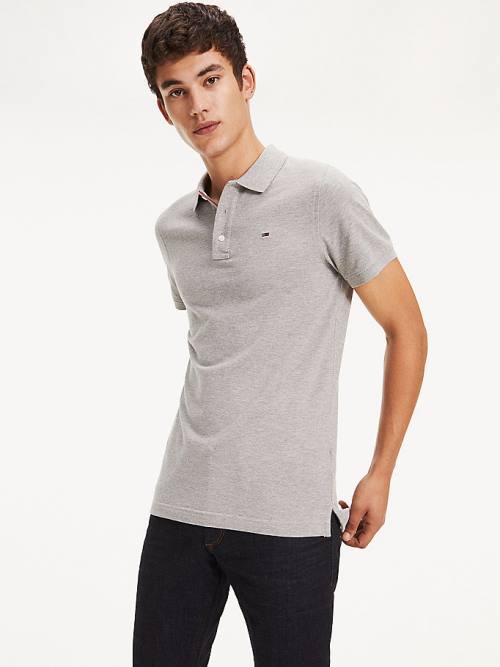 Tommy Hilfiger Organic Katoenen Fine Pique Slim Poloshirt Heren Grijs | TH354KVH