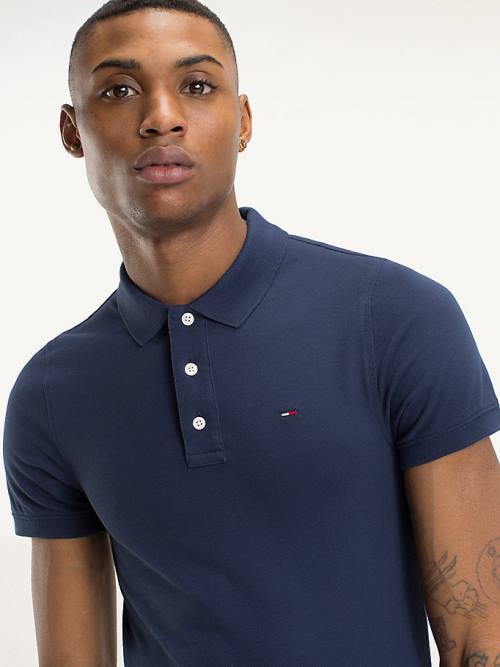 Tommy Hilfiger Organic Katoenen Fine Pique Slim Poloshirt Heren Blauw | TH578GIO