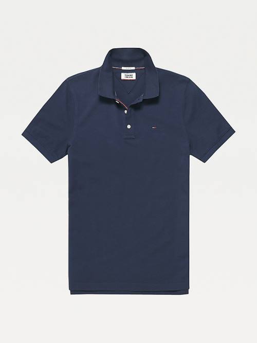 Tommy Hilfiger Organic Katoenen Fine Pique Slim Poloshirt Heren Blauw | TH578GIO