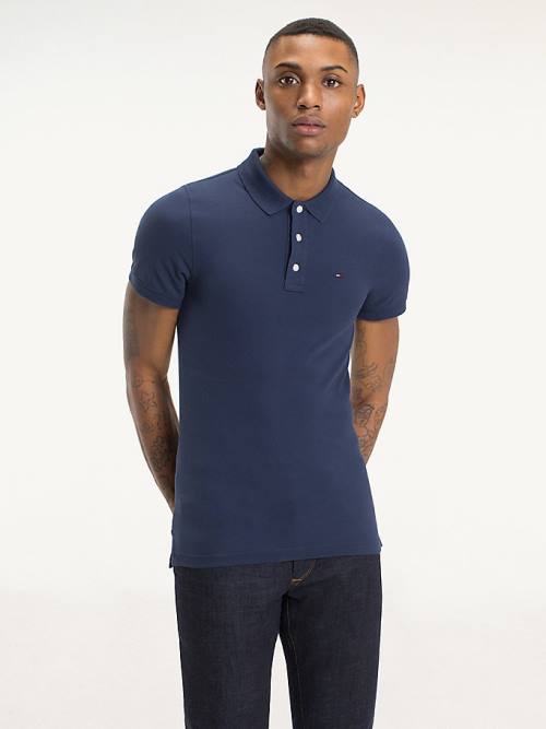 Tommy Hilfiger Organic Katoenen Fine Pique Slim Poloshirt Heren Blauw | TH578GIO