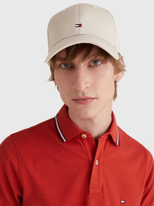 Tommy Hilfiger Organic Katoenen Flag Embroidery Cap Hoeden Heren Beige | TH073WRU