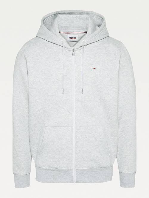 Tommy Hilfiger Organic Katoenen Fleece Zip-Thru Hoodie Heren Grijs | TH103DKN