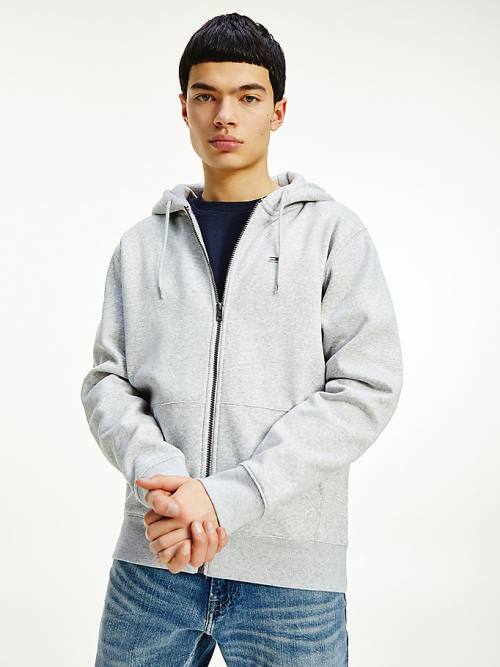 Tommy Hilfiger Organic Katoenen Fleece Zip-Thru Hoodie Heren Grijs | TH103DKN