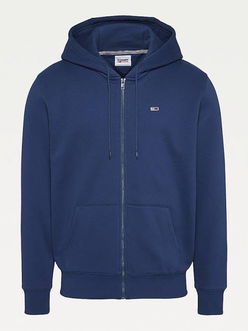 Tommy Hilfiger Organic Katoenen Fleece Zip-Thru Hoodie Heren Blauw | TH724VKX