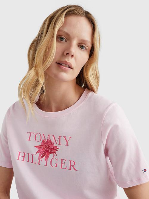 Tommy Hilfiger Organic Katoenen Floral Print T-shirts Dames Roze | TH096FZL