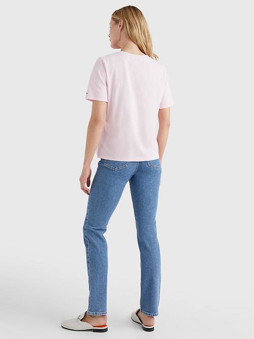 Tommy Hilfiger Organic Katoenen Floral Print T-shirts Dames Roze | TH096FZL