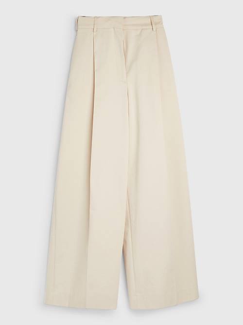 Tommy Hilfiger Organic Katoenen High Taille Chinos Broek Dames Beige | TH175OYL