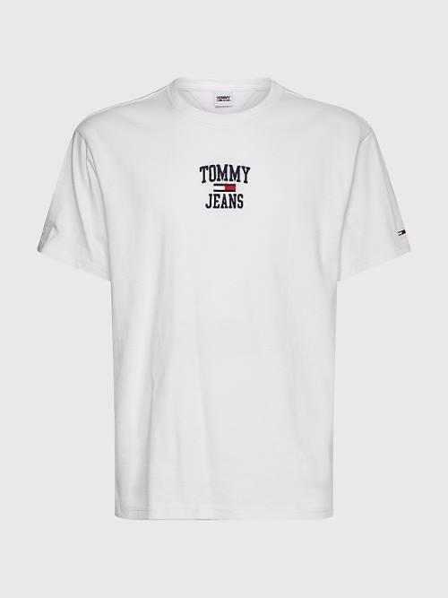 Tommy Hilfiger Organic Katoenen Jersey Logo T-shirts Heren Wit | TH243OHR