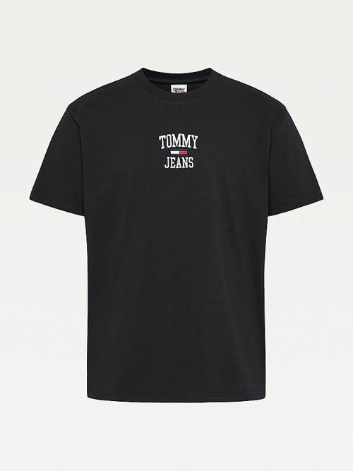 Tommy Hilfiger Organic Katoenen Jersey Logo T-shirts Heren Zwart | TH835ZUM