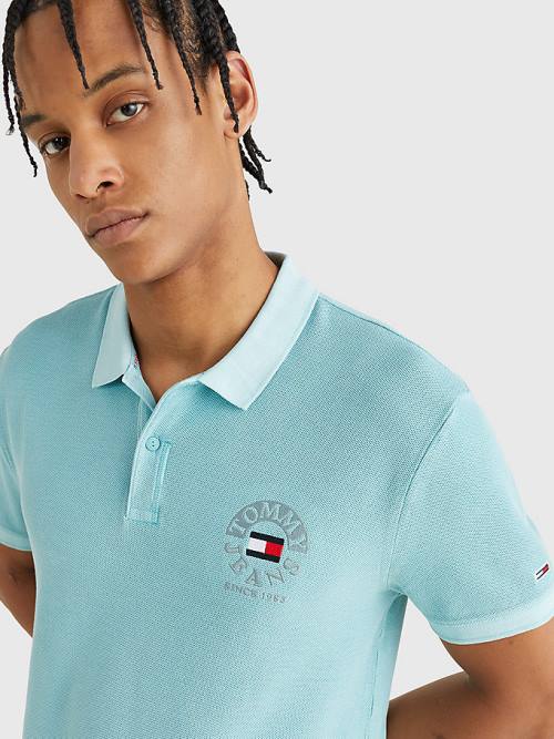 Tommy Hilfiger Organic Katoenen Logo Embroidery Poloshirt Heren Blauw | TH154DSB