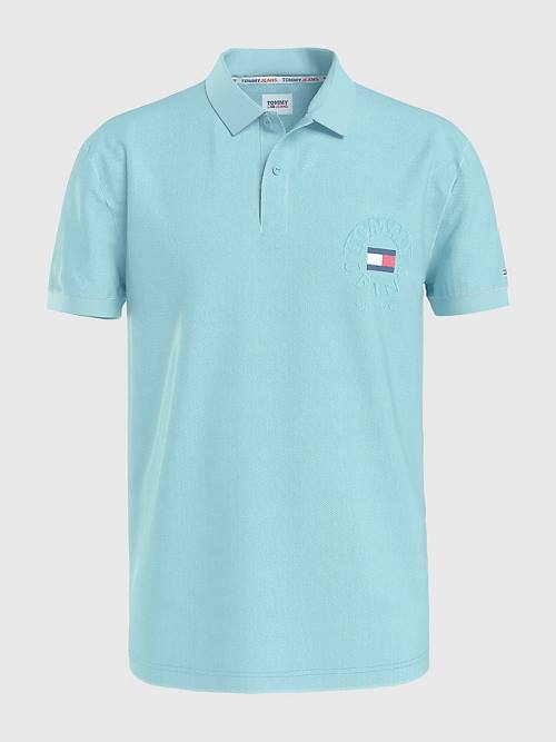 Tommy Hilfiger Organic Katoenen Logo Embroidery Poloshirt Heren Blauw | TH154DSB