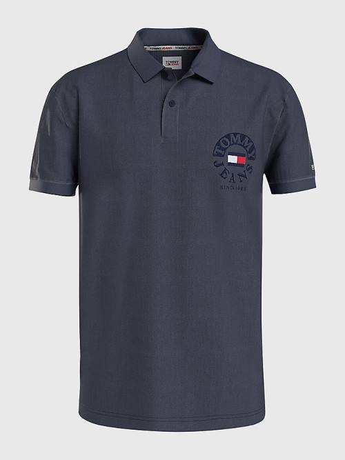 Tommy Hilfiger Organic Katoenen Logo Embroidery Poloshirt Heren Blauw | TH814GCK