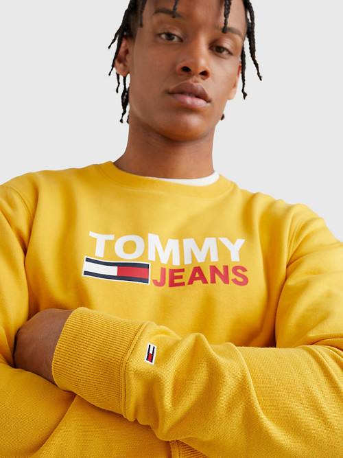 Tommy Hilfiger Organic Katoenen Logo Sweatshirts Heren Geel | TH159BZV