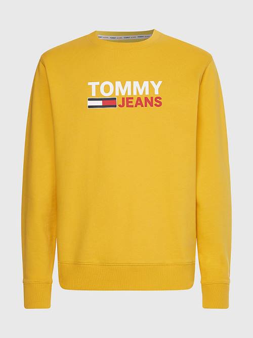 Tommy Hilfiger Organic Katoenen Logo Sweatshirts Heren Geel | TH159BZV