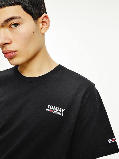 Tommy Hilfiger Organic Katoenen Logo T-shirts Heren Zwart | TH207HAQ