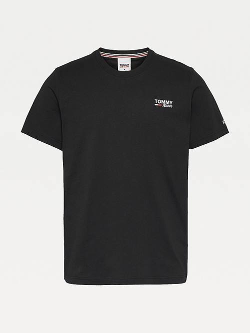 Tommy Hilfiger Organic Katoenen Logo T-shirts Heren Zwart | TH207HAQ