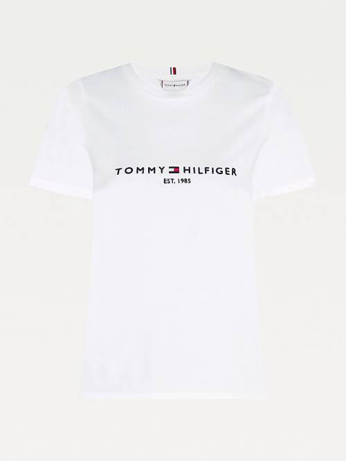 Tommy Hilfiger Organic Katoenen Logo T-shirts Dames Wit | TH584UCQ