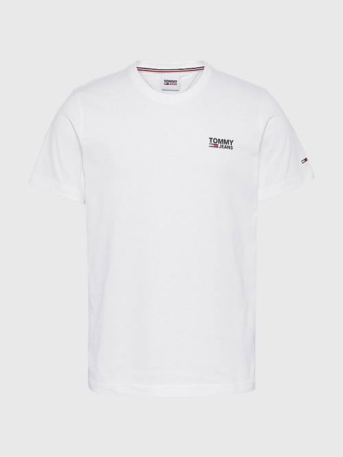 Tommy Hilfiger Organic Katoenen Logo T-shirts Heren Wit | TH687MHP