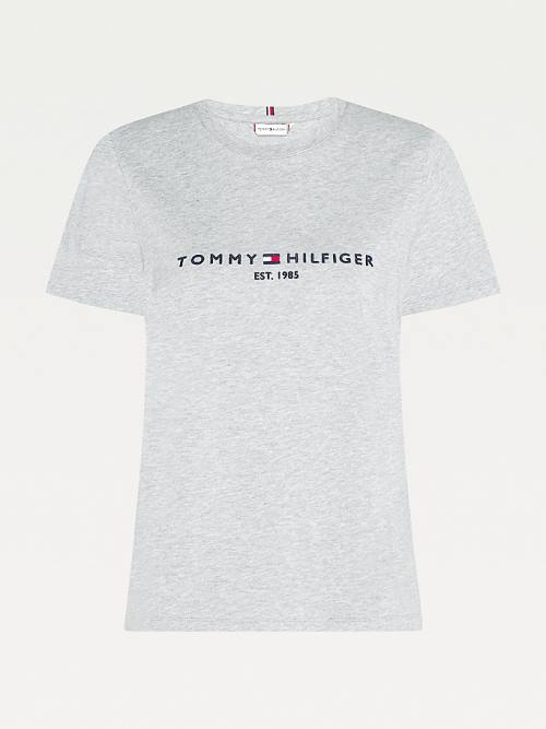 Tommy Hilfiger Organic Katoenen Logo T-shirts Dames Grijs | TH820NRA