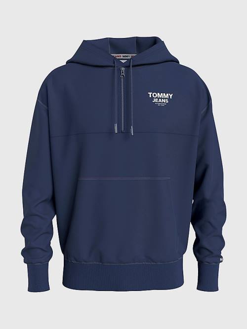 Tommy Hilfiger Organic Katoenen Logo Tape Hoodie Heren Blauw | TH058VXG