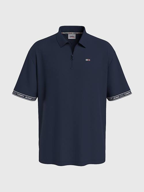 Tommy Hilfiger Organic Katoenen Logo Tape Poloshirt Heren Blauw | TH132IWK