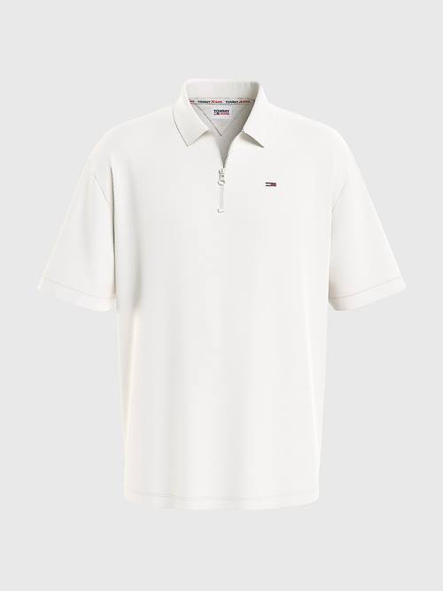 Tommy Hilfiger Organic Katoenen Logo Tape Poloshirt Heren Wit | TH801LRH