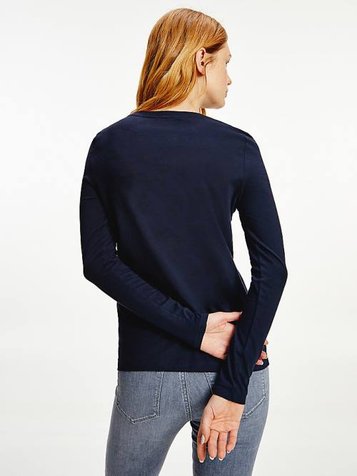 Tommy Hilfiger Organic Katoenen Long Sleeve T-shirts Dames Blauw | TH034BTH