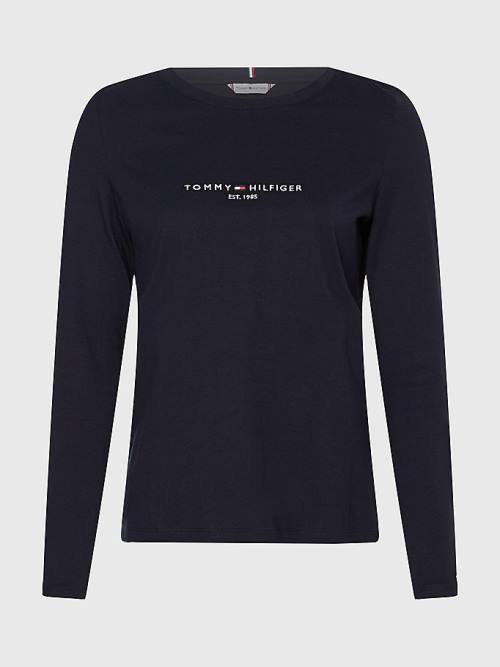 Tommy Hilfiger Organic Katoenen Long Sleeve T-shirts Dames Blauw | TH034BTH