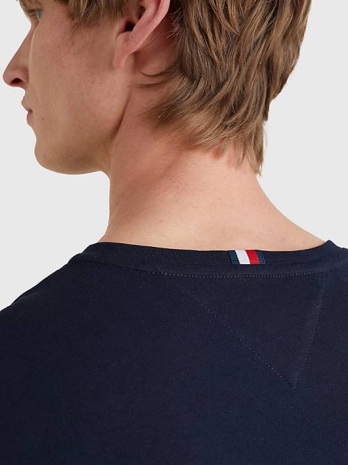 Tommy Hilfiger Organic Katoenen Long Sleeve T-shirts Heren Blauw | TH068JXP